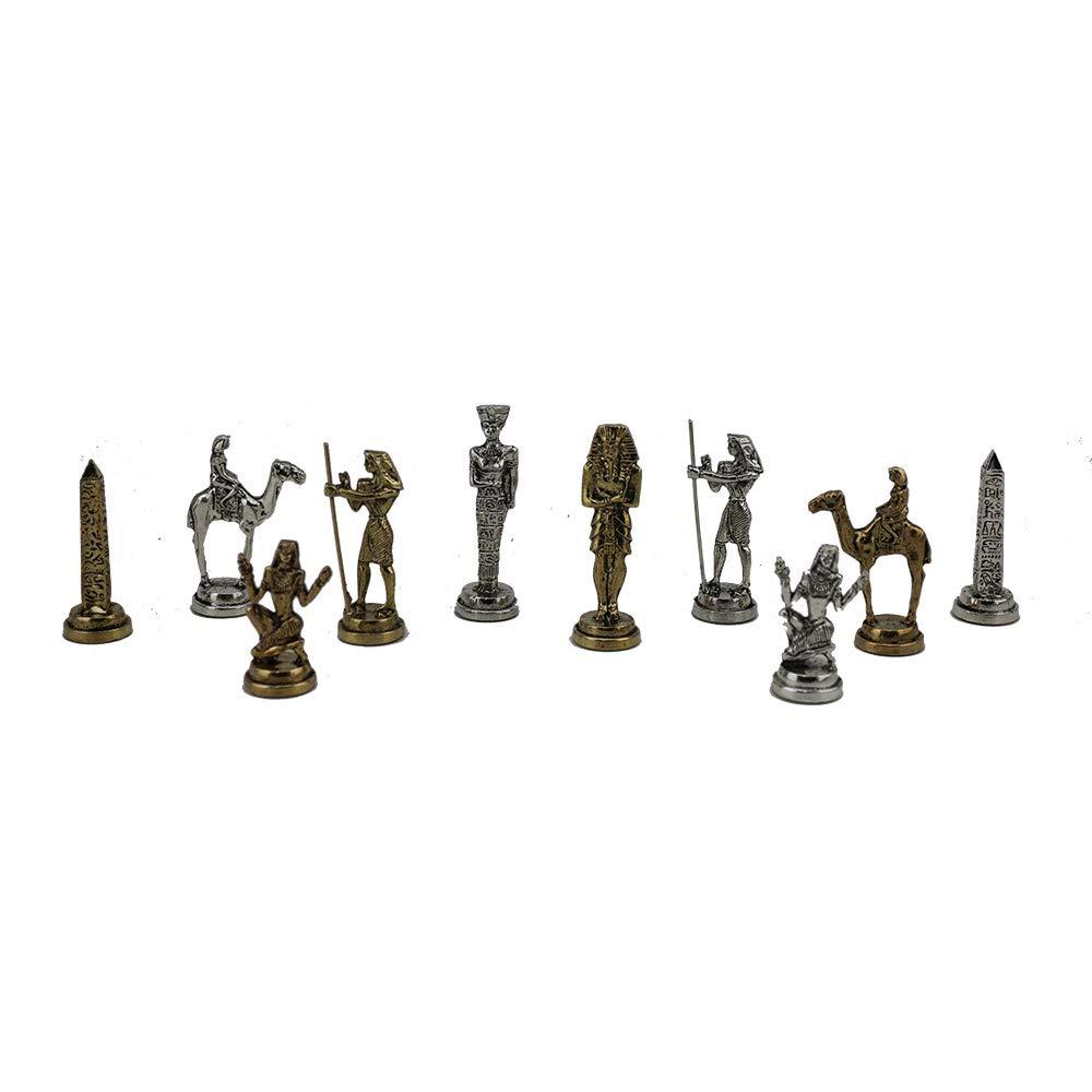Изображение товара: Фигурки Фараона из древнего египетского металла, шахматный набор для взрослых, предметы ручной работы, деревянная шахматная доска с мраморным дизайном для короля 9 см