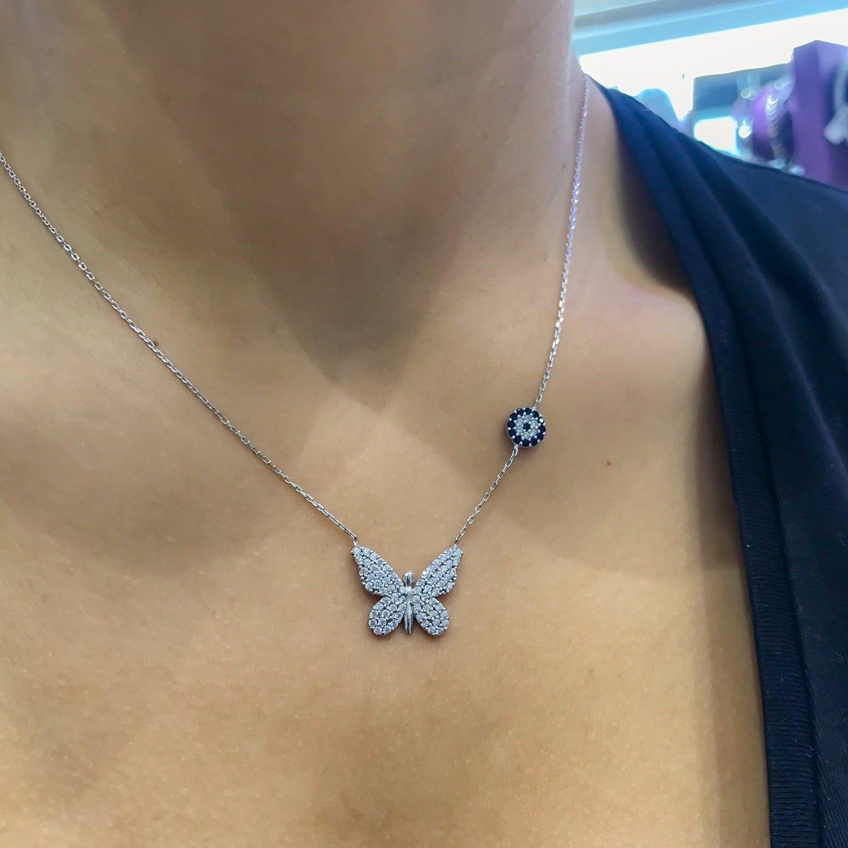 Изображение товара: Маленькая бабочка сглаза бисер серебряное ожерелье