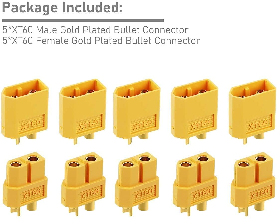 Изображение товара: 5 пар XT60 Мужской Женский Пуля Разъемы Вилки для RC Lipo батареи (цвет черный)