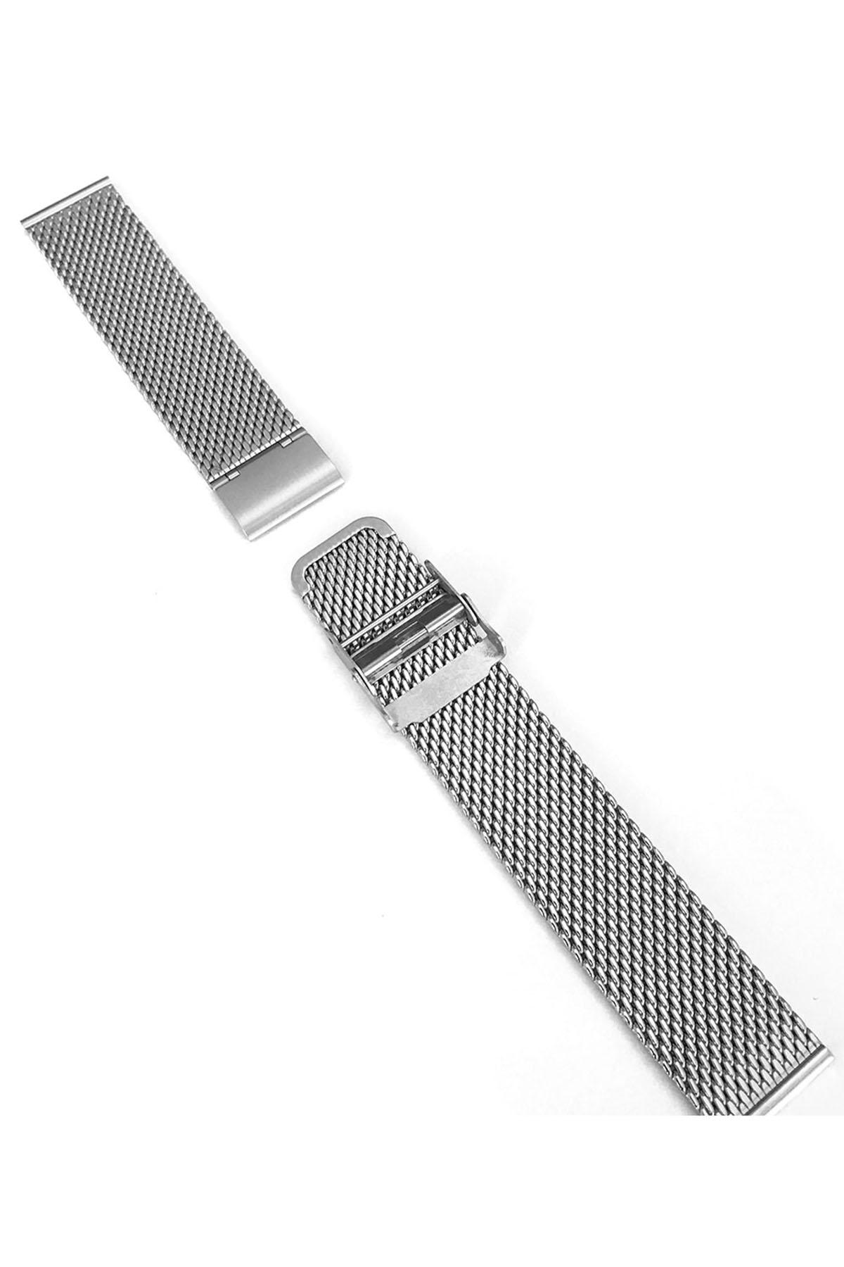Изображение товара: Металлический Серый Серебристый толстый сетчатый стальной ремешок для часов 20 мм сетчатый ремешок