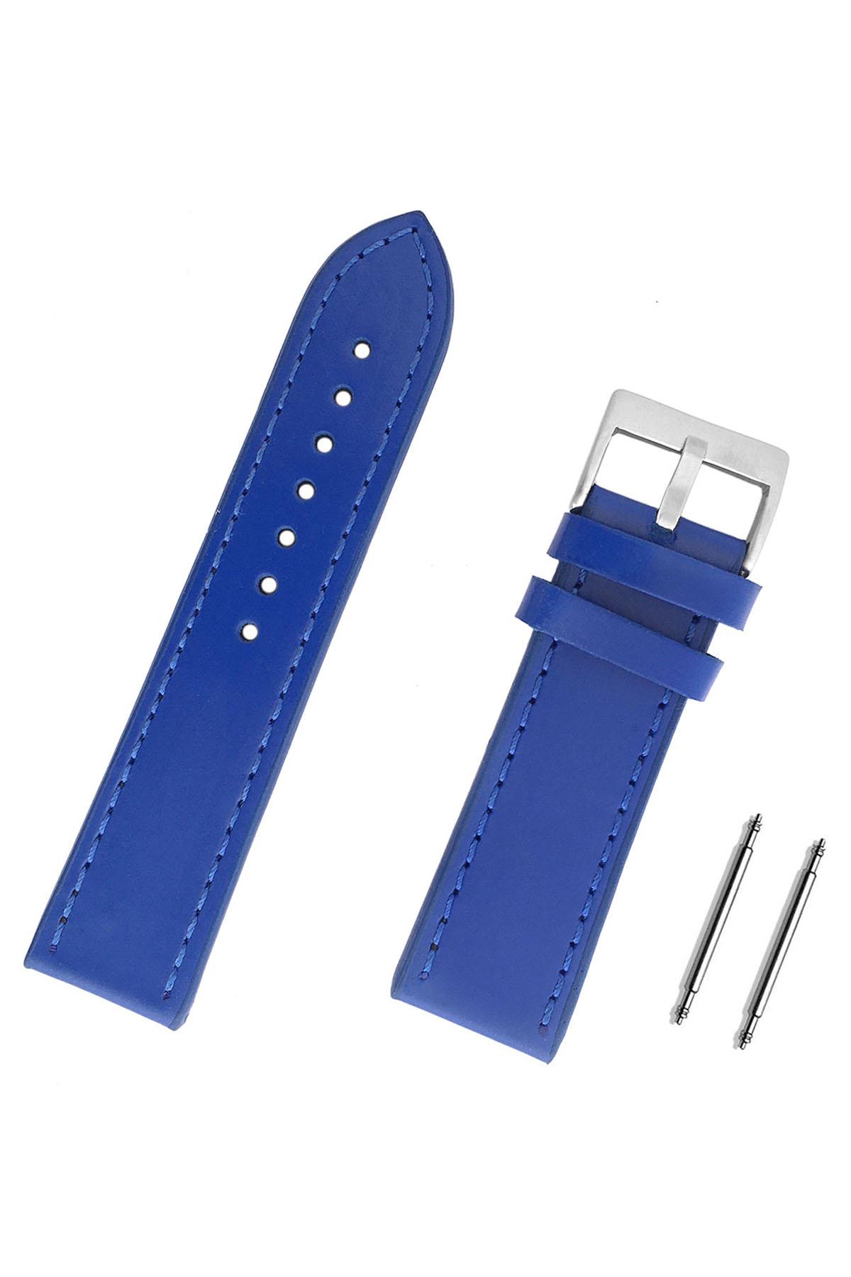 Изображение товара: Синий ремешок для спортивных часов из натуральной кожи 22 мм