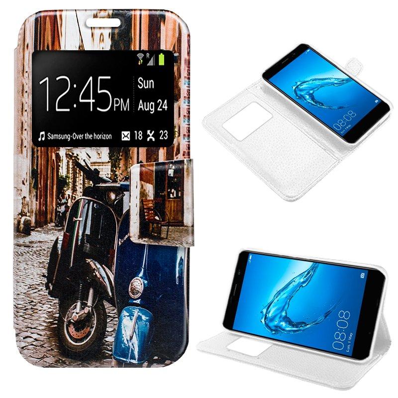 Изображение товара: Чехол-книжка для Huawei Y7 с изображением мотоцикла