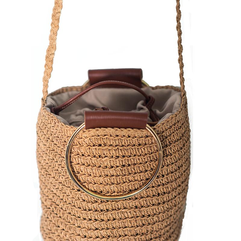 Изображение товара: Стильная модная сумка, женская соломенная сумка ручной работы, сумка через плечо, женские сумки, пляжная сумка-ведро, сумка-мессенджер, Сделано в Турции