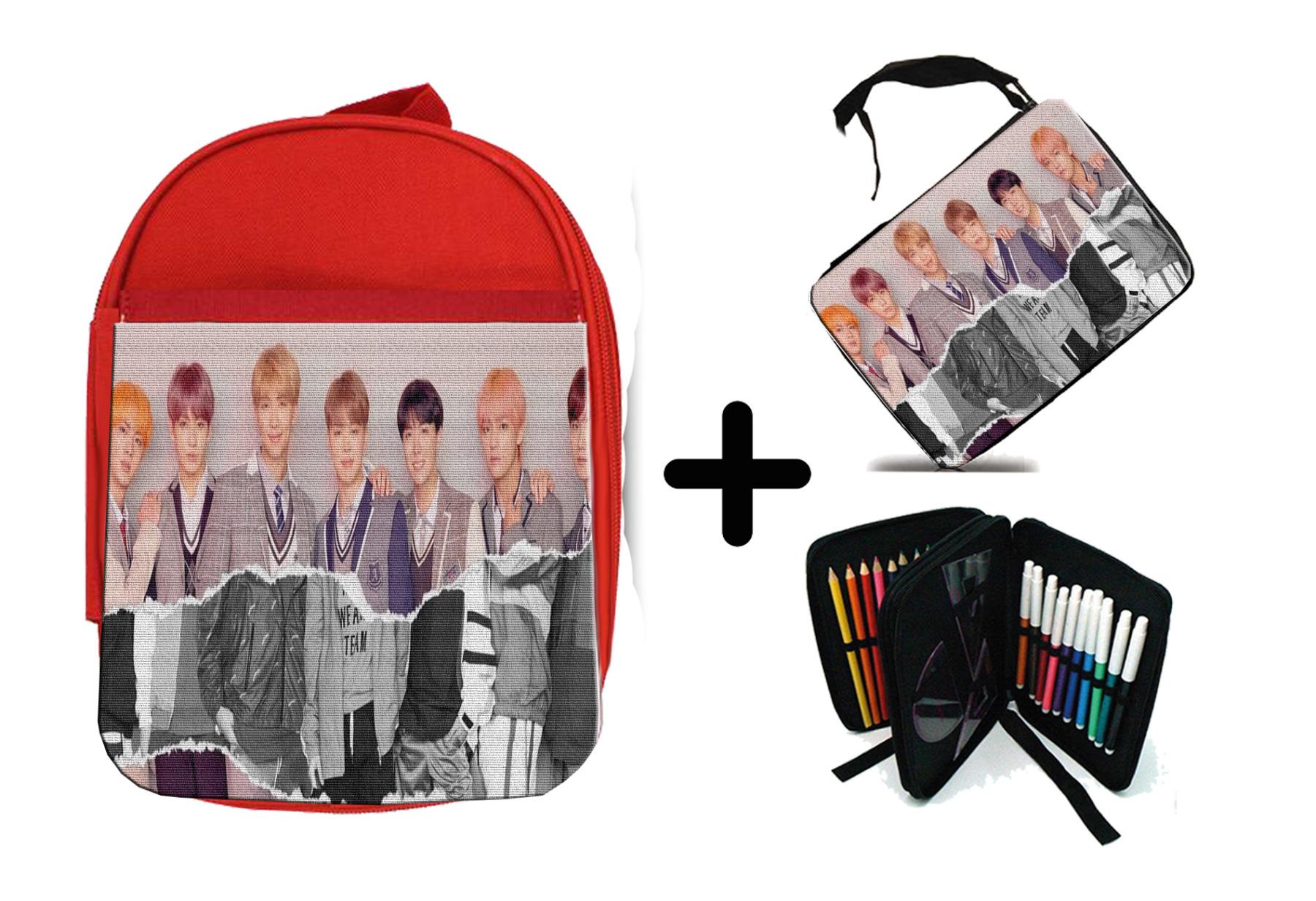 Изображение товара: MERCHANDMANIA пакет красный рюкзак и BTS чехол Корея поддельные Любовь Музыка школьный Материал Дети Персонализированные предложение