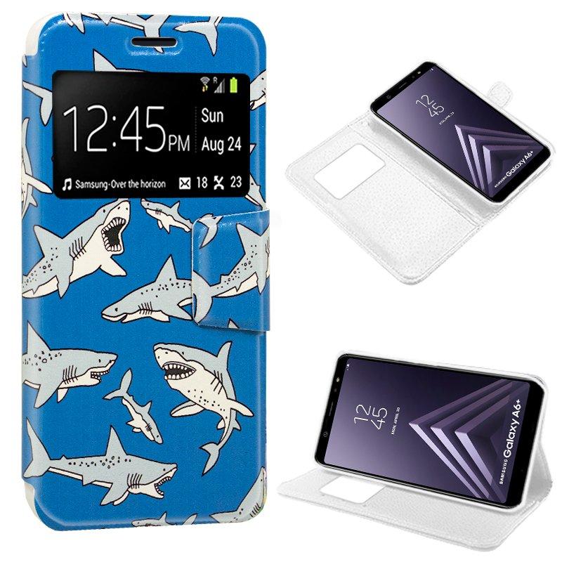 Изображение товара: Чехол-книжка для Samsung A605 Galaxy A6 Plus с изображением акулы