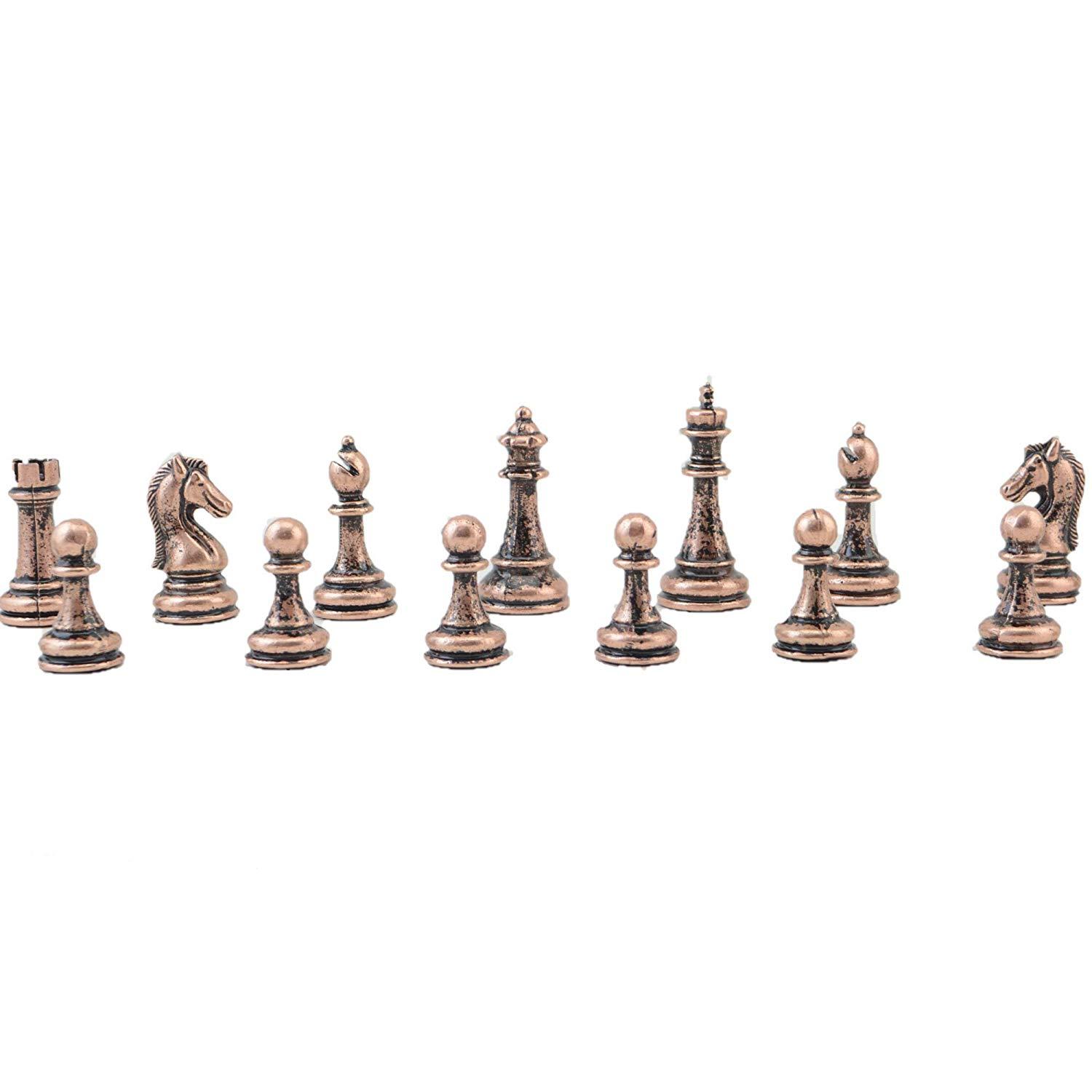Изображение товара: Классический античный медный Шахматный набор для взрослых, ручная работа, перламутровый деревянный дизайн, шахматная доска King 7 см