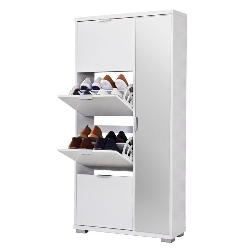 Изображение товара: TOPKIT | Amazon шкаф для обуви с зеркалом 63ab | Измерение 175x81,5x28 см | Шкаф для обуви с 4 раздвижными дверцами