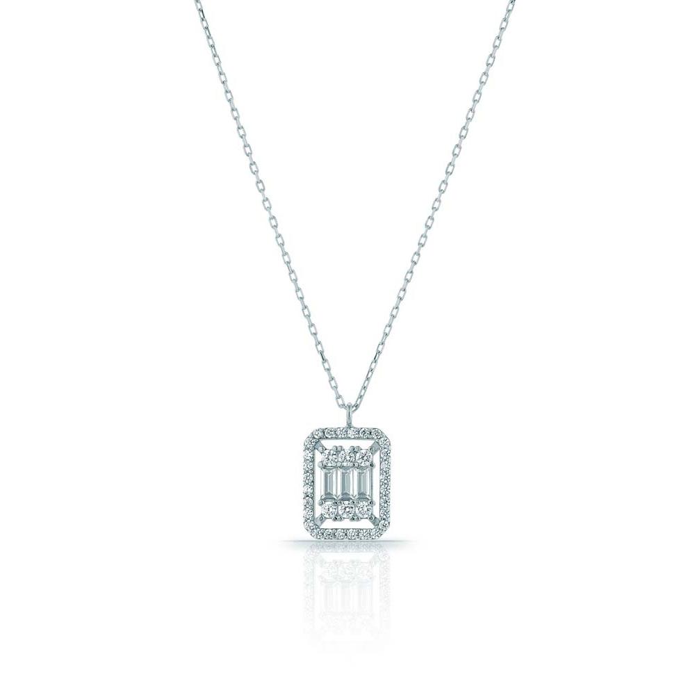 Изображение товара: Эффектное ожерелье ювелирные изделия подвеска стержень Циркон 925 пробы серебро с цепочкой