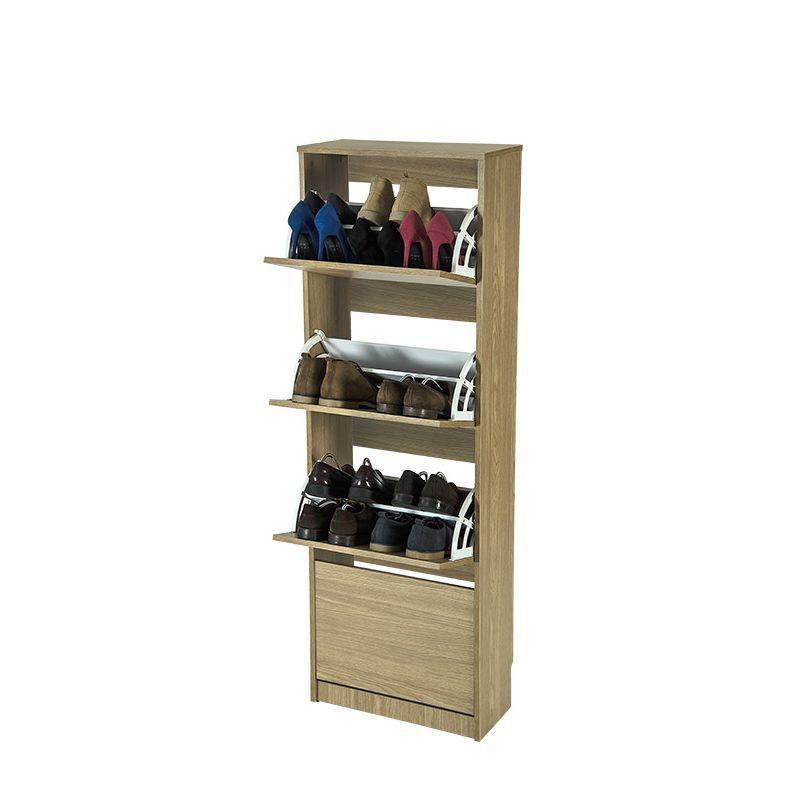 Изображение товара: Шкаф для обуви деревянный 4 складные двери для проверки от пыли шкаф для хранения спальни домашняя полка для обуви складной