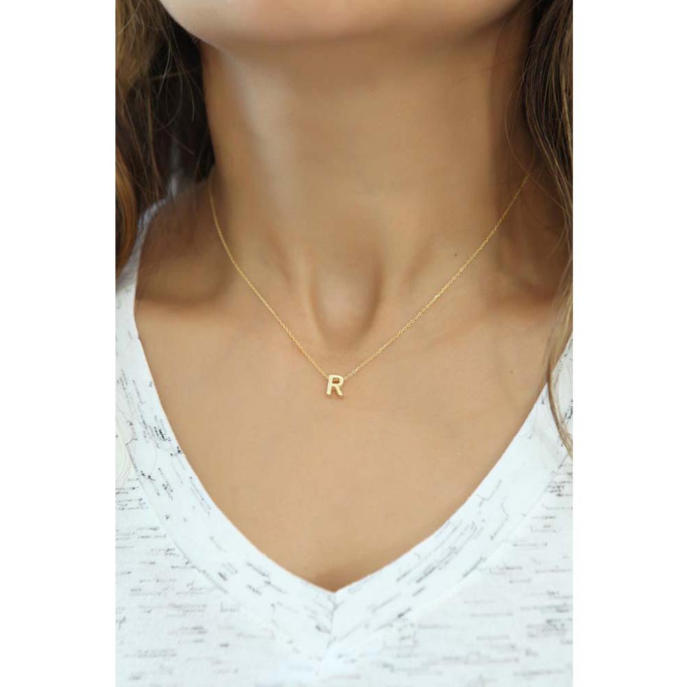 Изображение товара: Стильная Буква R ожерелье кулон ювелирные изделия 925 пробы серебро розовое золото с цепочкой