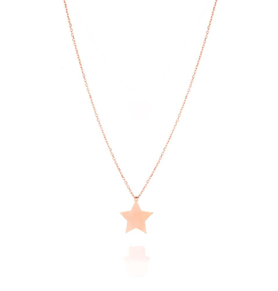 Изображение товара: Звезда Подвеска Ожерелье ювелирное изделие 925 пробы серебро розовое золото с 50 см длинной цепочкой