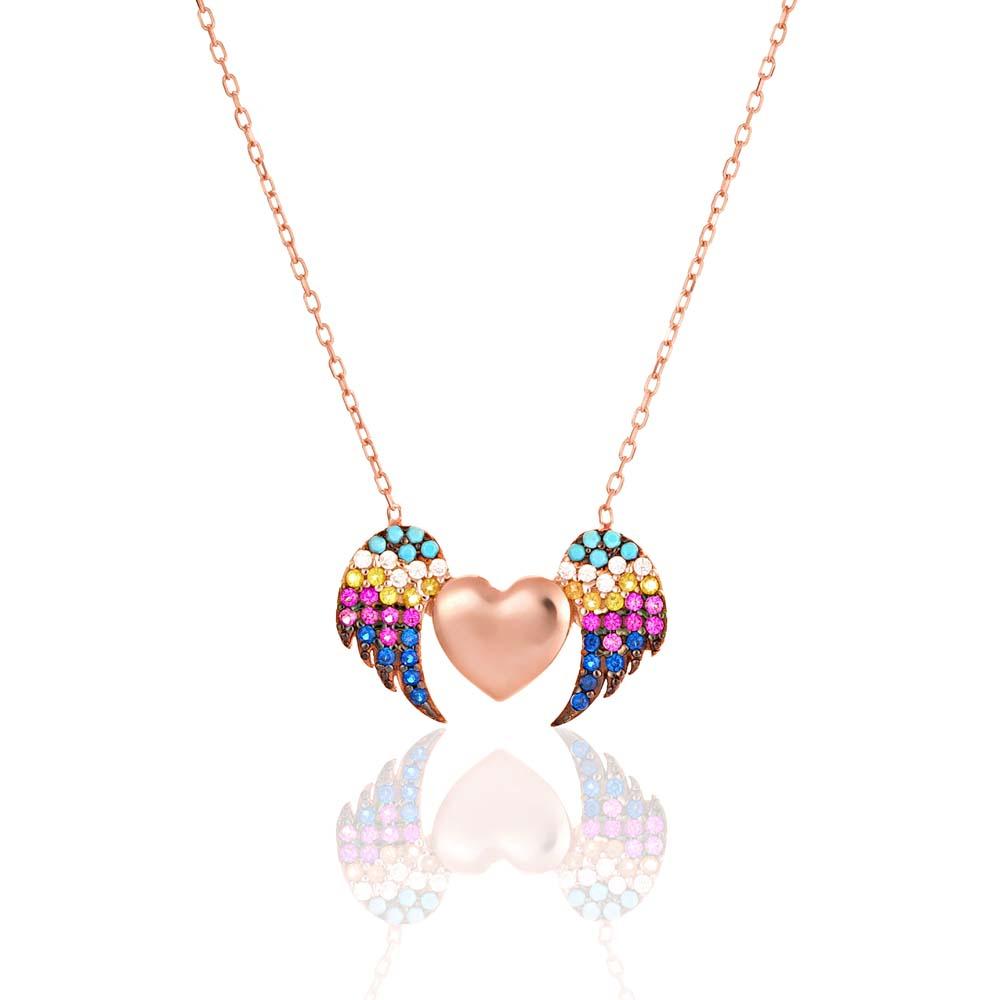 Изображение товара: Ожерелье с кулоном из розового золота, с цирконом и цепочкой