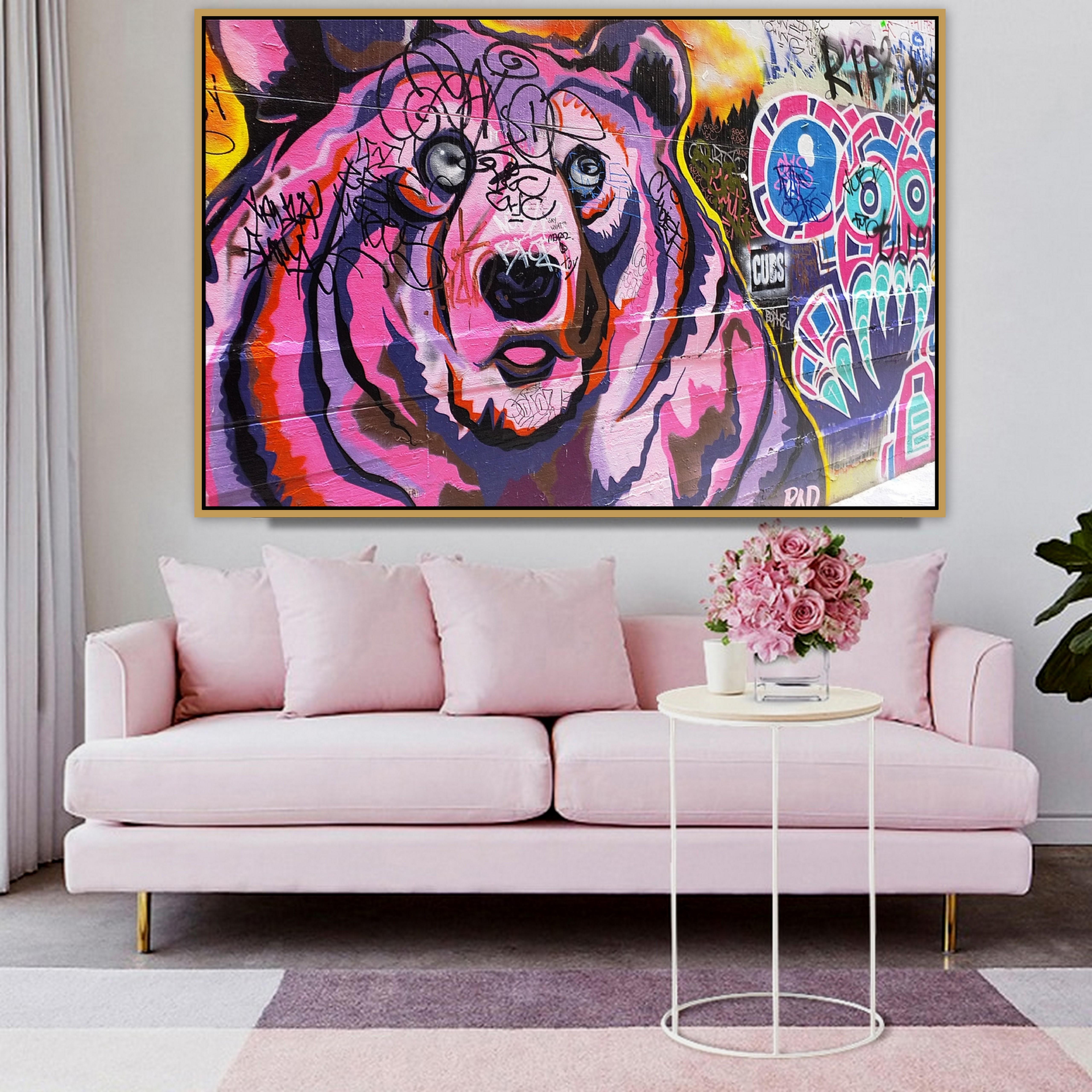 Изображение товара: Розовый медведь, городской уличный художественный граффити, настенный плакат, настенные фото, настенные художественные картины для гостиной, Настенный декор, картина, холст, принт