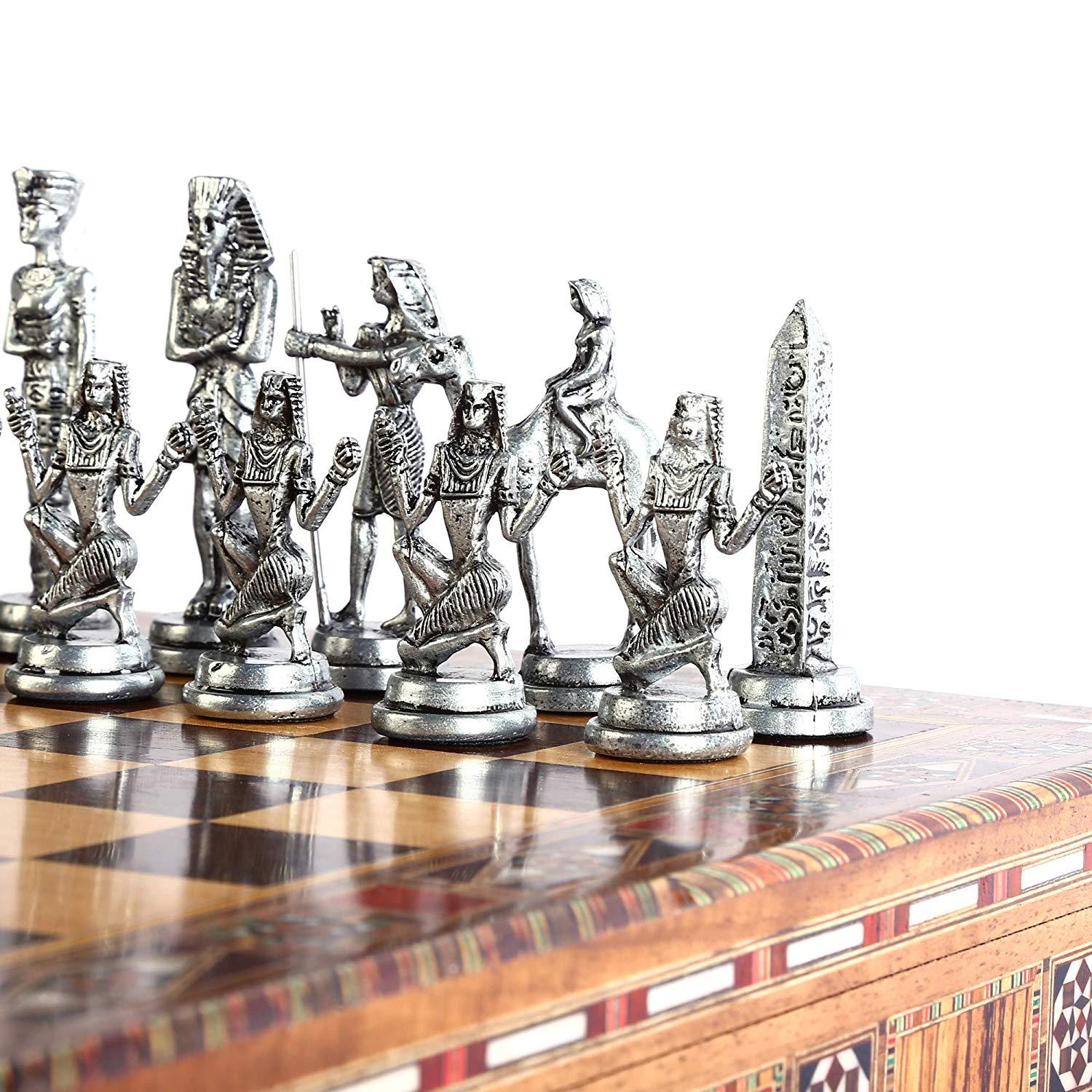 Изображение товара: (Только шахматные фигуры) древний египетский фараон античные медные фигурки ручной работы металлические шахматные фигуры король 9 см (доска не входит в комплект)