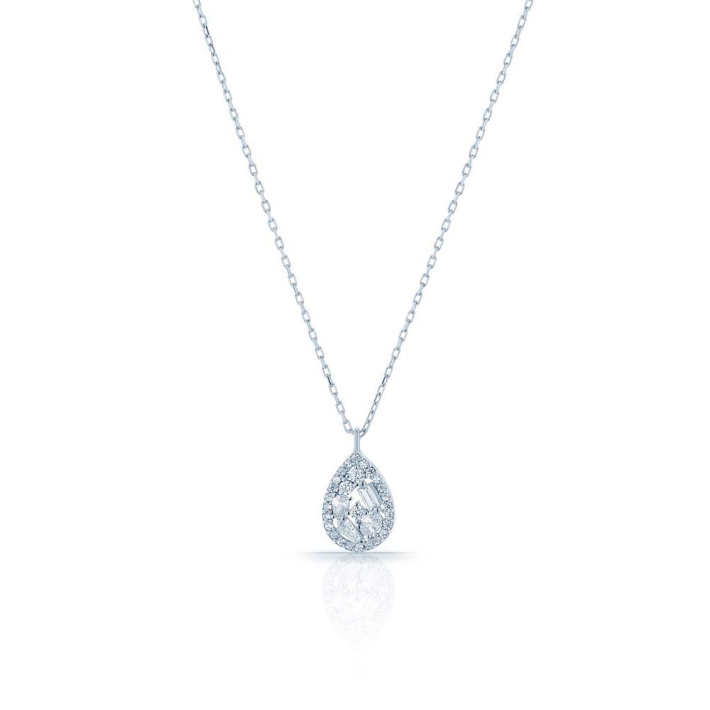 Изображение товара: Глянцевое ожерелье, ювелирный стержень, циркон, кулон, серебро 925 пробы, с цепочкой