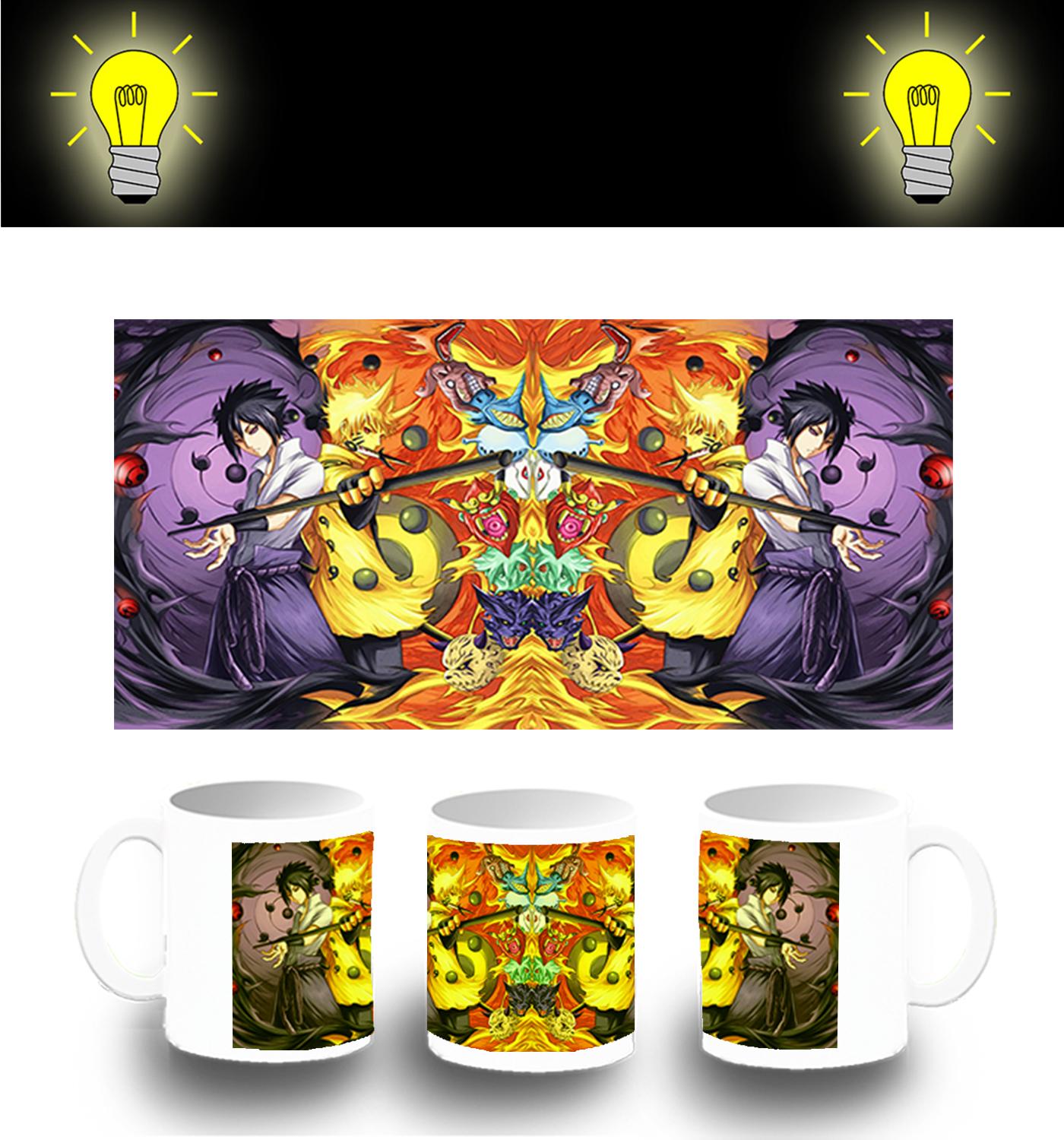 Изображение товара: Чашка MERCHANDMANIA photoluminescent SASUKE и Шаринган Наруто светящийся Темный персонализированный моющийся керамический подарок