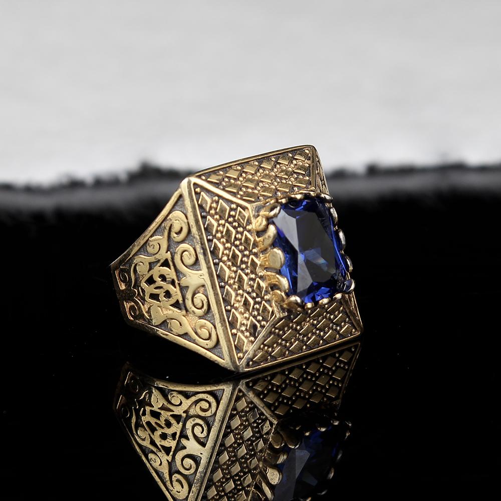 Изображение товара: Мужское серебряное кольцо ручной работы с танзанитом, мужское серебряное кольцо 925 пробы, ювелирное изделие из стерлингового серебра ручной работы, прямоугольное кольцо из танзанита