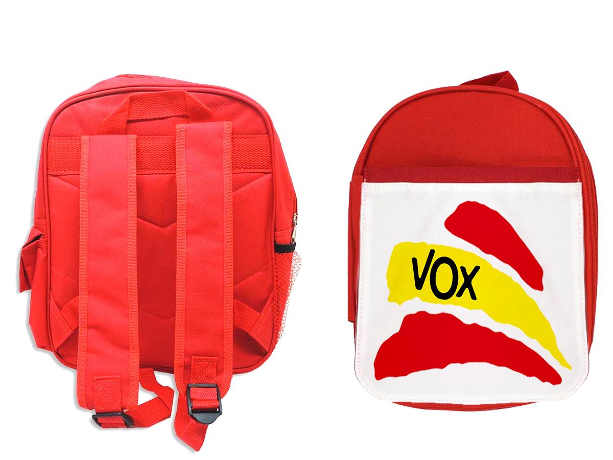 Изображение товара: Красный рюкзак MERCHANDMANIA с логотипом, вечерние, флаг VOX, Испания, для школы, для детей, для девочек