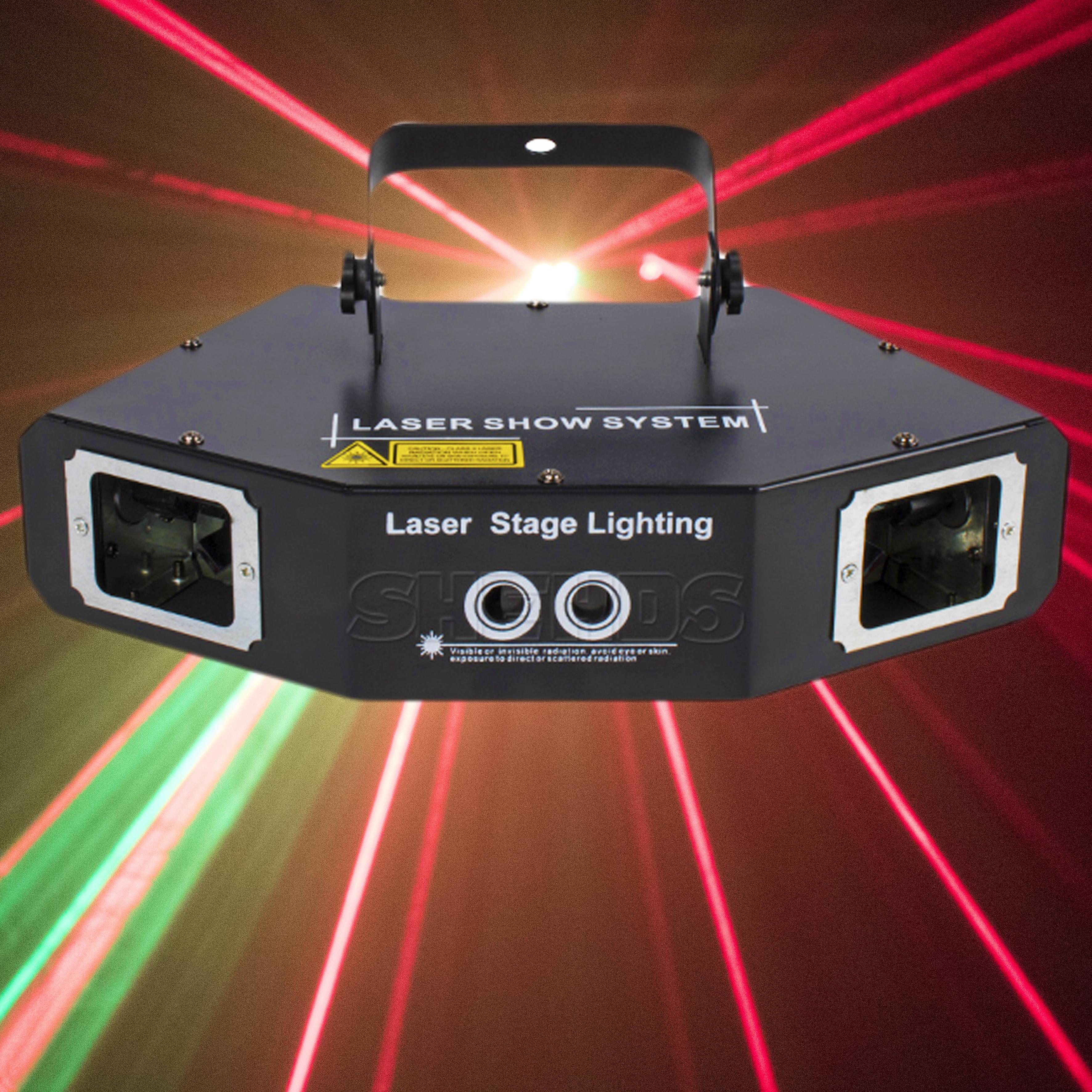 Изображение товара: Лазерный сканер Gobo DMX512 с четырьмя глазами, красного, зеленого и синего цветов, освещение со сценическим эффектом, подходит для диджея, дискотевечерние НКИ и рождественских украшений