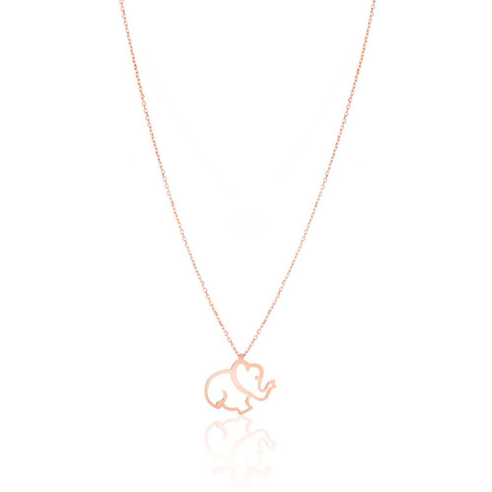 Изображение товара: Полые слон кулон ожерелье ювелирные изделия розовое золото 925 пробы серебро 50 см цепь