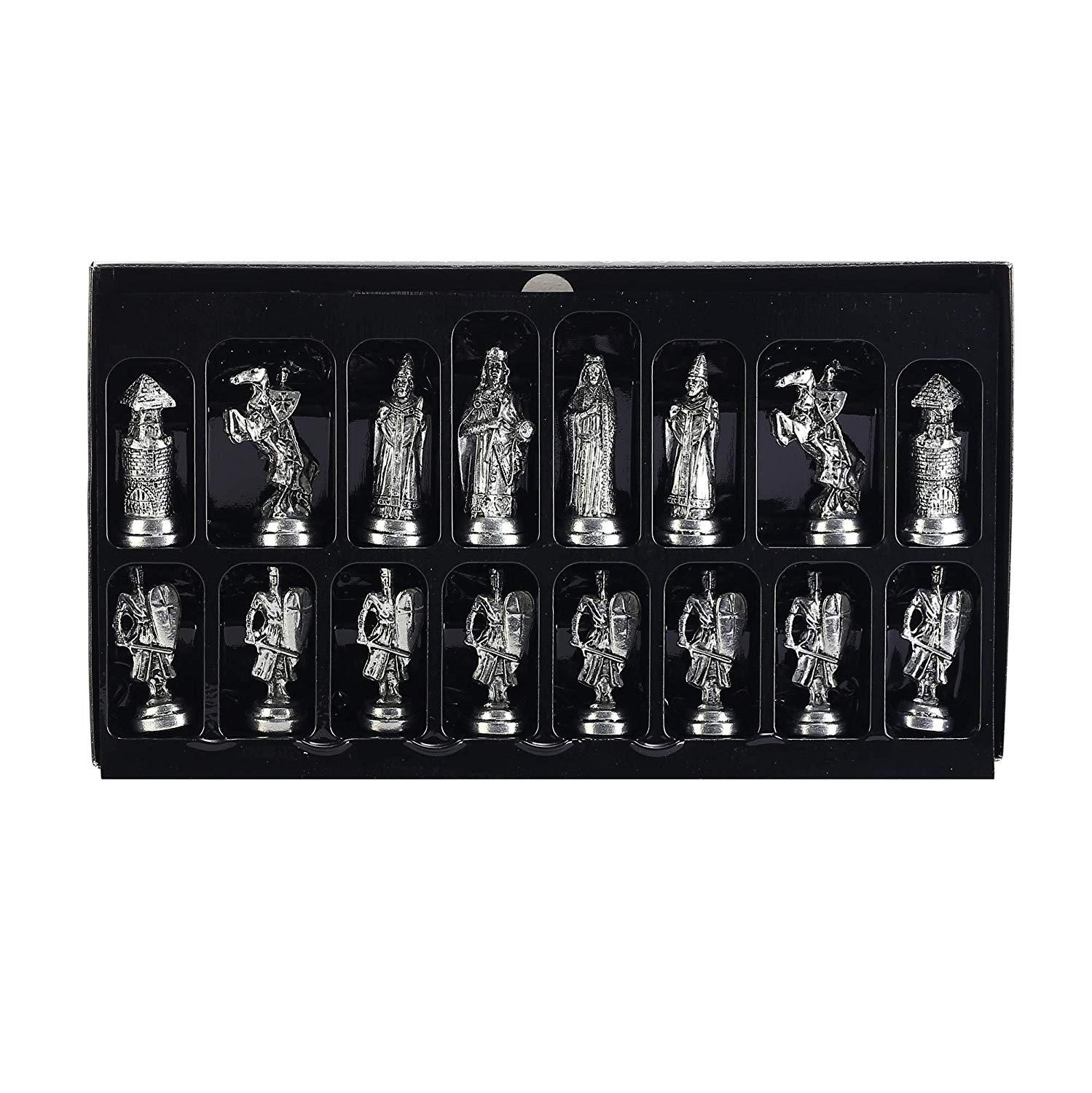 Изображение товара: Набор фигурок в стиле Оттоманской византийской, набор металлических шахматных фигурок ручной работы, шахматная доска из натурального твердого дерева, оригинальный жемчуг на борту, король, 7,5 см