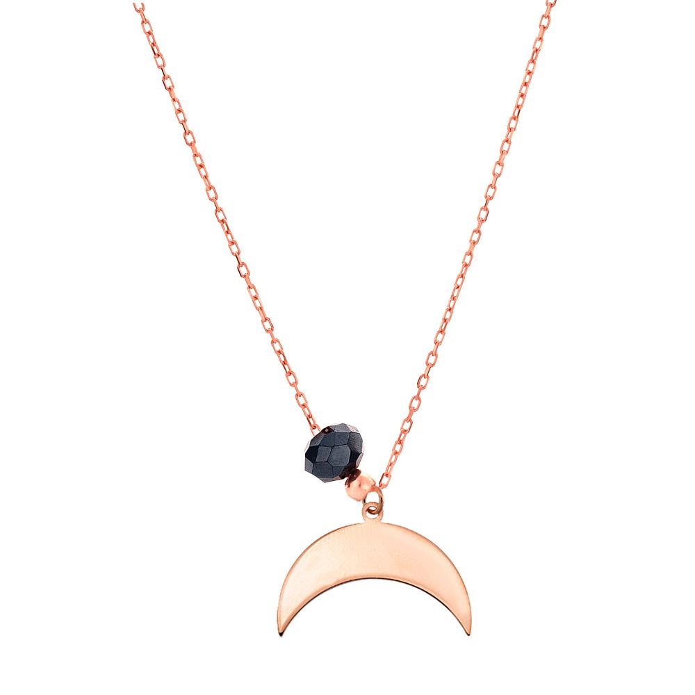 Изображение товара: Cresent кулон ожерелье Новая Луна ювелирные изделия 925 пробы серебро 45 см цепь черный кристалл камень