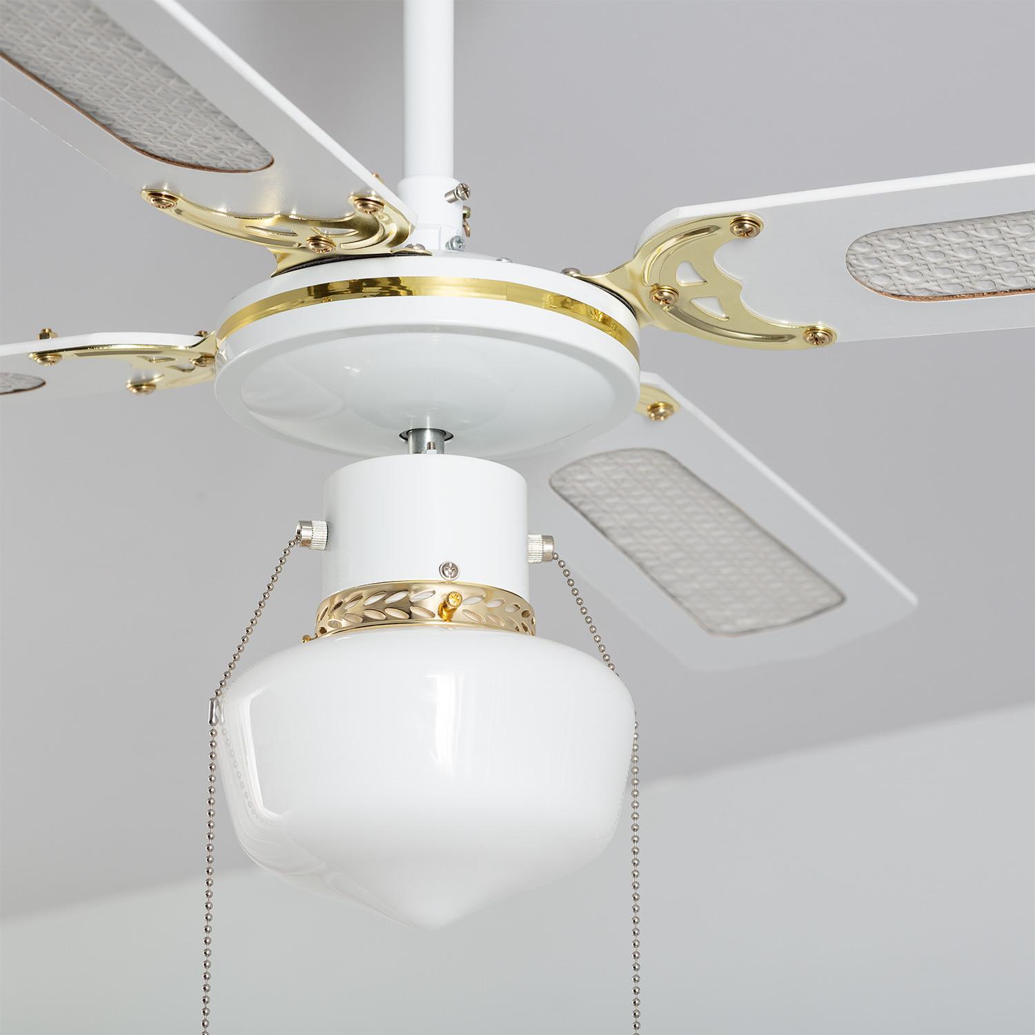 Изображение товара: Потолочный вентилятор TECHBREY с классической лампой белого Светильник E27 50 Вт для дома Современная Бесшумная спальня 3 скорости