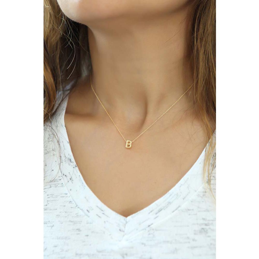 Изображение товара: Минималистское ожерелье с подвеской в виде Буквы B, ювелирные изделия из стерлингового серебра 925 пробы, покрытое розовым золотом, с цепочкой