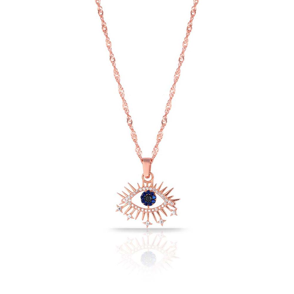 Изображение товара: Медальон с мистическим глазом медальон круглое ожерелье ювелирные изделия 925 пробы серебра с цирконием и сингапурской цепочкой