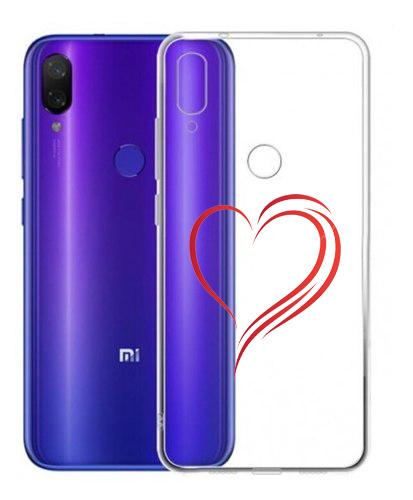 Изображение товара: Чехол гелевый из ТПУ для Xiaomi Redmi 7 | Прозрачный, с рисунком сердца Redmi Note 7