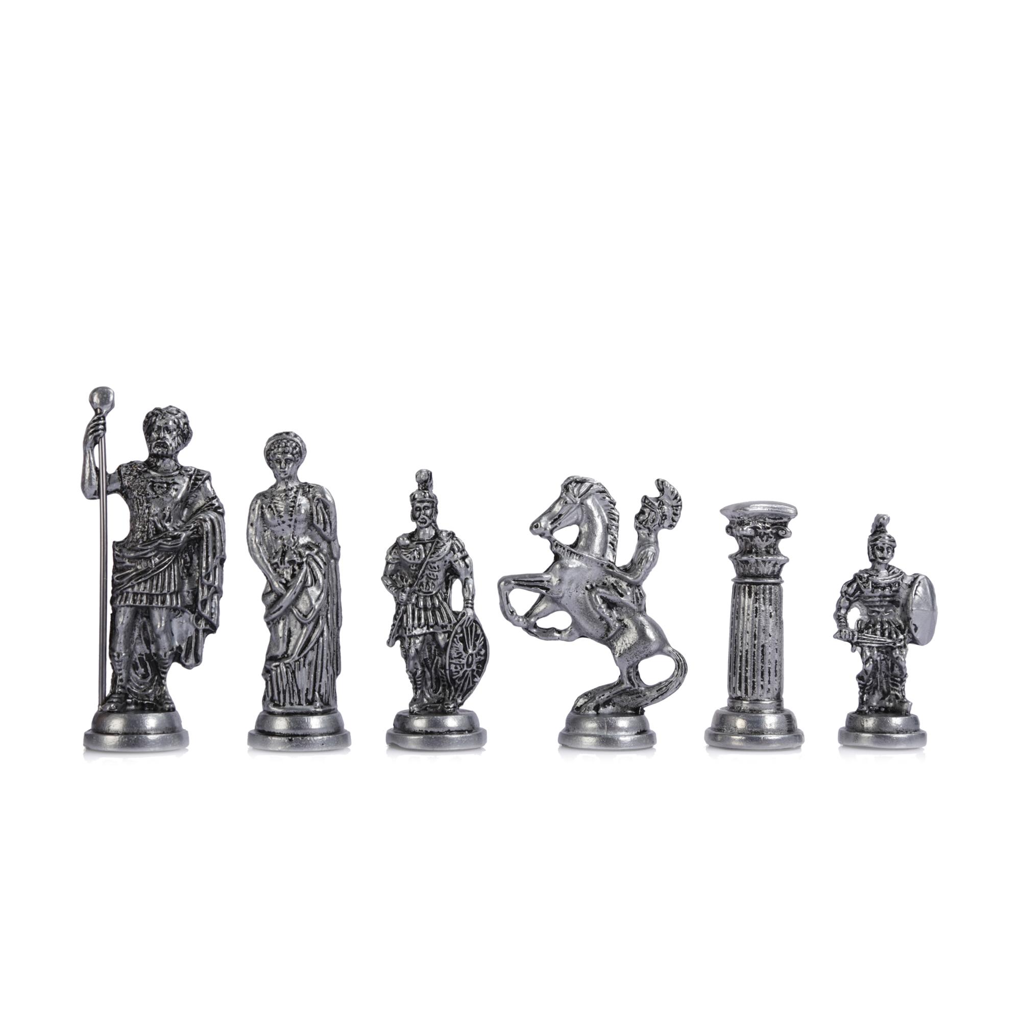Изображение товара: (Только шахматные фигуры), старинная медная римская фигура, металлические шахматные фигуры ручной работы, большой размер 11 см (доска не входит в комплект)
