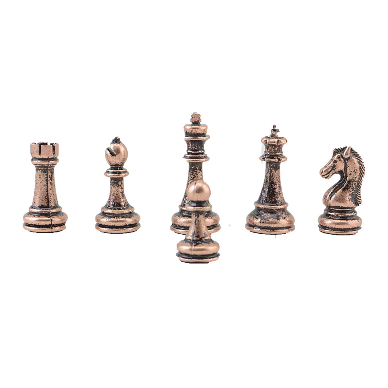 Изображение товара: Набор классических медных шахматных фигур ручной работы, шахматная доска из натурального массива дерева, жемчужный дизайн на доске, хранилище внутри King 7 см